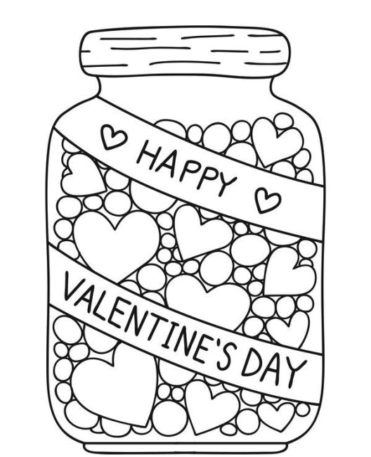 happy valentines day hearts coloring pages