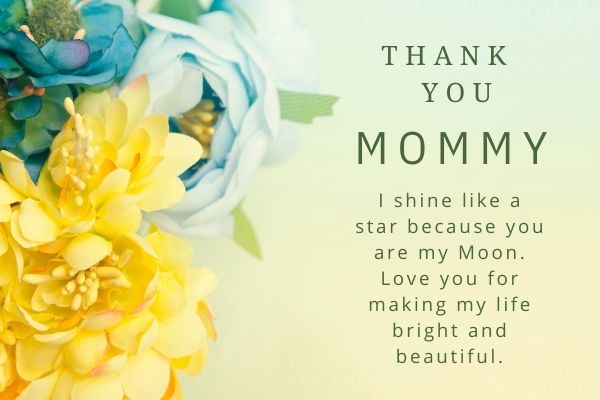 I shine like a star because you are my Moon. Love you for making my life bright and beautiful. Happy Mothers Day!