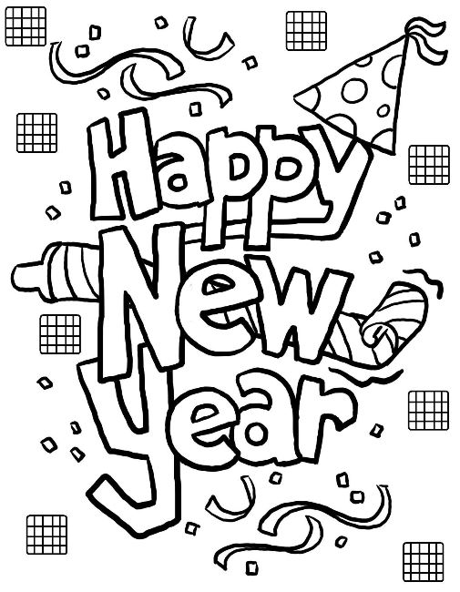 Printable Happy New Year Coloring Pages