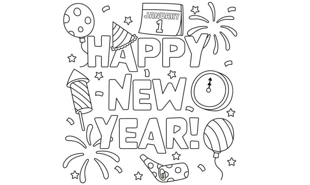 35+ Amazing New Year Coloring Pages 2024 Free Printable